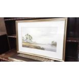 Stephen Foster B.A: view of an estuary, watercolour, framed and glazed