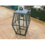 Early 20th century leaded glass hanging hall lantern