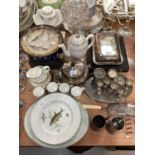 Various silver plate, ceramics and glass