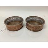 Pair of Victorian silver plated and turned wood bottle coasters