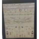 Norfolk and Norwich interest: Victorian needlework sampler, inscribed 'Norwich Industrial Exhibition