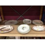 Collection of Victorian and vintage pottery meat plates