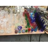Group of 19th century and later glassware to include Bristol green and Cranberry glsss wine glasses,