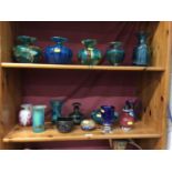 Collection of M'Dina glass to include six vases, bowl, and other studio and art glass