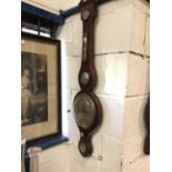 19th century mahogany banjo barometer signed Josh Aprile Sudbury, 92cm high