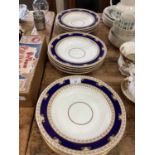 Set of twelve Copeland blue, white and gilt bowls
