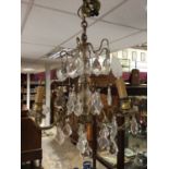 Brass three branch chandelier