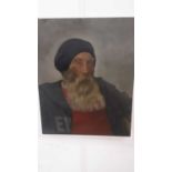 Oil on canvas portrait of a bearded man