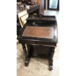 Late Victorian ebonised and burr walnut davenport