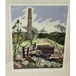 Penny Berry Paterson (1941-2021) colour linocut, ‘'No Longer Busy', signed and numbered 10/30, 40 x