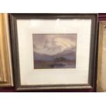 D. E Bailey watercolour- Alpine landscape, signed, in glazed frame