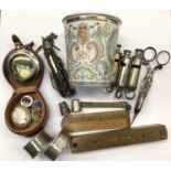 WWII G.S/T.P military pocket watch, cameo brooch, Victorian enamel commemorative beaker, multi blade