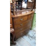 Nineteenth century mahogany bowfront chest of two short and three long graduated drawers, 104cm wide