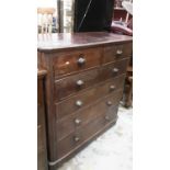 Victorian mahogany chest of two short and four long graduated drawers, 114cm wide, 52.5cm deep, 122c