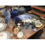 Blue Sylvac Rabbit and group of assorted china and glassware