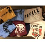 Four boxes of band, mainly ska, printed T-shirts including Madness, The Beat, 2 Tone Records etc