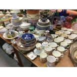 Collection of mixed china to include Royal Commerative mugs, Japanese Satsuma Koro and other items.