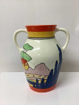 Wedgwood limited edition two handled Lotus jug decorated in the Orange Roof Cottage pattern, based u
