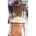 Children's stick back chair and an oak blanket box (2)