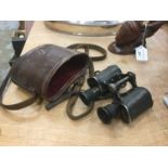 Pair of Vintage Carl Zeiss binoculars in brown leather case