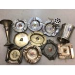 Collection of 1940s and later Motor Club presentation trophy ashtrays, spill vase and beaker