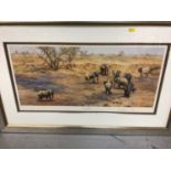 David Shepherd signed limited edition colour print 'African Waterhole' signed and numbered 157/650,