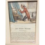 Group of satirical engravings, including The Miser's prayer by Rowlandson and others