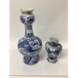 18th / 19th century Dutch Delft vase, together with a large Dutch Delft tulip form vase. (2)