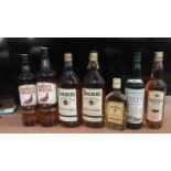 Seven bottles of whisky to include The Famous Grouse, Teacher's, The Jacobite etc