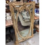 Contemporary mirror in cream frame with floral swag decoration, 81cm wide, 137cm high