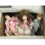 Collection of porcelain head dolls