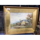 John Bates Noel watercolour - Rural Farmstead, signed and dated 1909, in glazed gilt frame