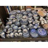 Very extensive collection of blue and white willow pattern