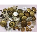 Collection of gold and other collar studs and military buttons