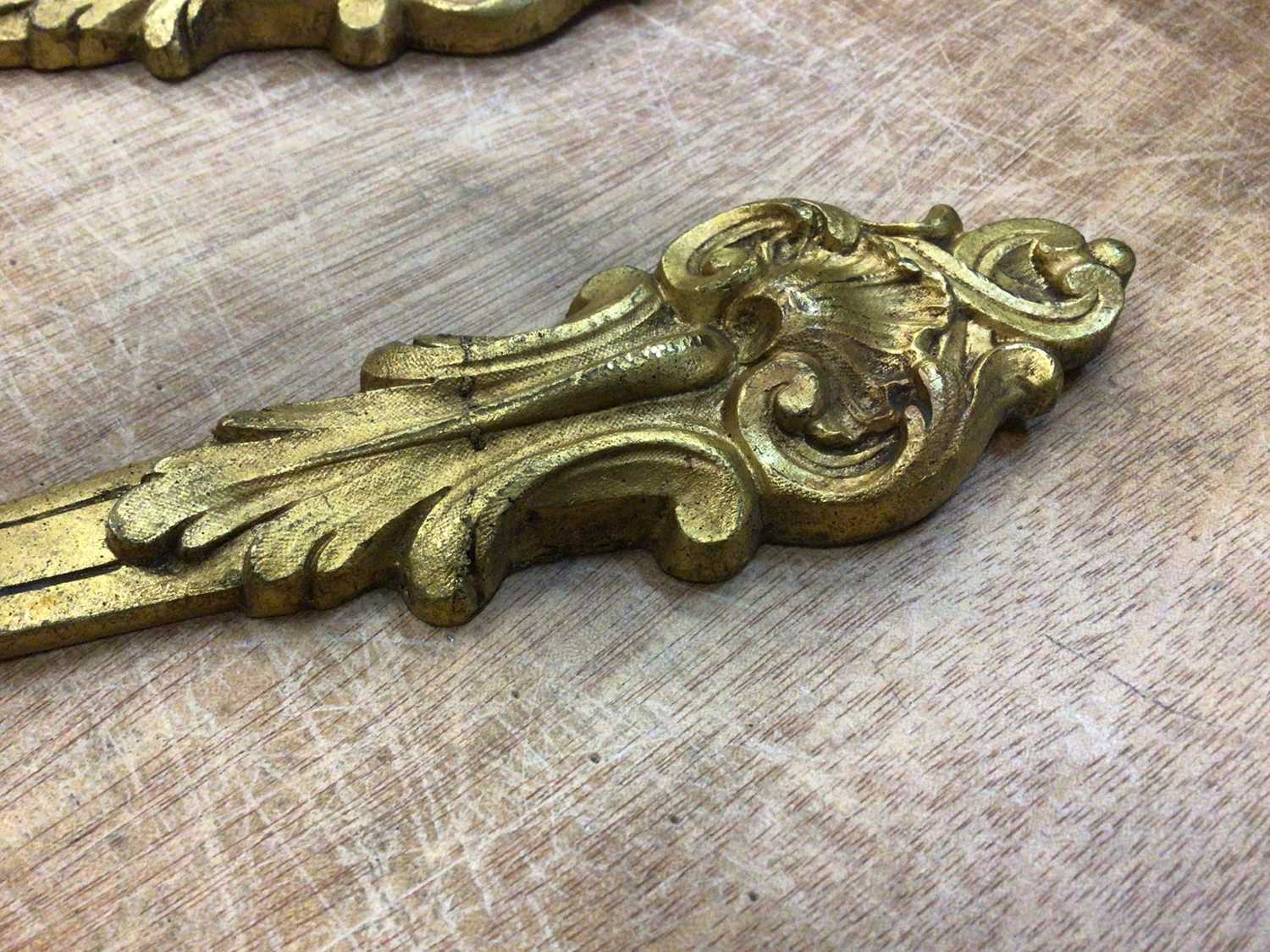 A pair of antique French ormolu tie backs, stamped marks to back, 18.5cm long - Image 2 of 5