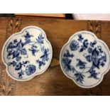 Pair of Meissen blue and white Onion pattern saucers