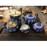 Wedgwood blue jasper teaset decorated with classical figures