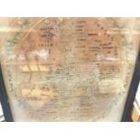 19th century needlework sampler map of the British Isles, in glazed frame, 53 x 48cm overall