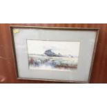 Late 19th century watercolour of a river landscape, indistinctly signed ‘BB’ framed and glazed