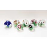 Seven Langham glass Lilys art glass paperweights