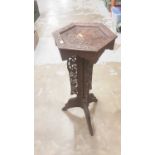 Anglo-Indian hexagonal plant stand with carved decoration