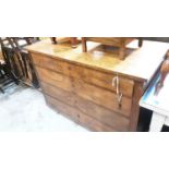 Nineteenth century French walnut secretaire chest of four drawers, 133cm wide, 66cm deep, 90.5cm hig