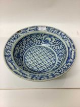 19th century Chinese blue and white wash bowl