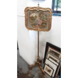 Gilt and needlework pole screen