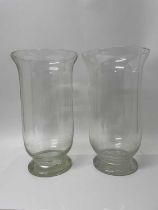 Large pair of glass storm lantern/vases, 40cm high