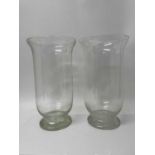 Large pair of glass storm lantern/vases, 40cm high