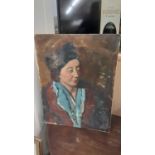 Oil on board impasto portrait of a woman