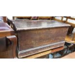 Victorian stained pine chest with hinged lid, 95cm wide, 52cm deep, 48cm high