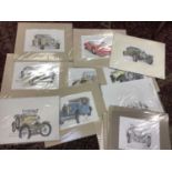 Robbie Macgregor group of original watercolours of vintage cars