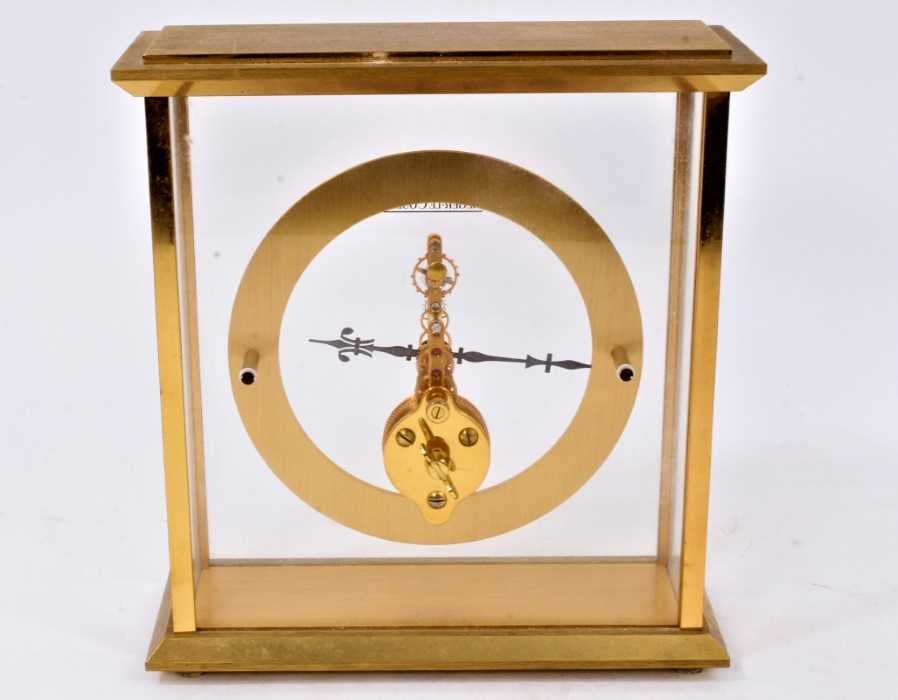 Late 20th century Jaeger Le Coultre gilt metal and glass mantel clock, model no. 508 - Image 3 of 6